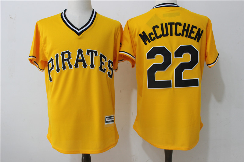 2017 MLB Pittsburgh Pirates #22 Mccutchen Yellow Throwback Game Jerseys->pittsburgh pirates->MLB Jersey